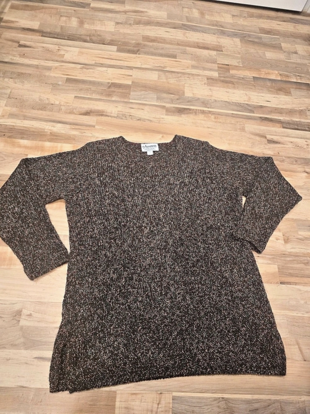 Vintage Amana Woolen Mill Marled Knit Tunic Sweater Made in USA XL Speckled